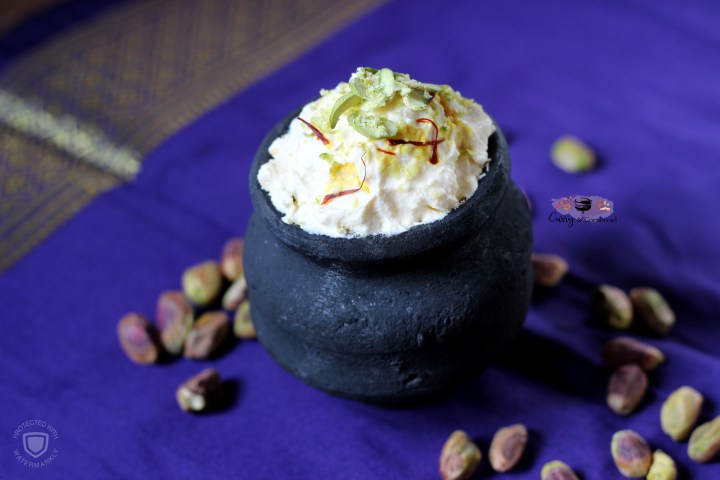 Kesar Pista Elaichi Shrikhand (Sweet yogurt with saffron, pistachio, and&nbsp;cardamom)